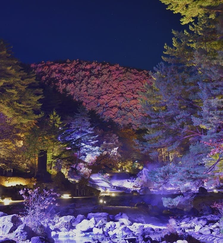 夜の草津温泉 西の河原の写真